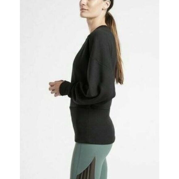 Athleta Sweatshirt Ribbed Hem Casual Pullover Potrero Black XXS - Picture 6 of 9